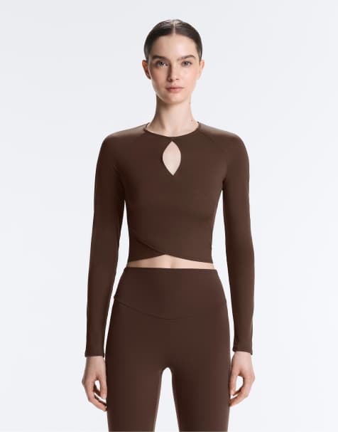 OYSHO - Comfortlux - T-shirt a maniche lunghe marrone scuro - view 1