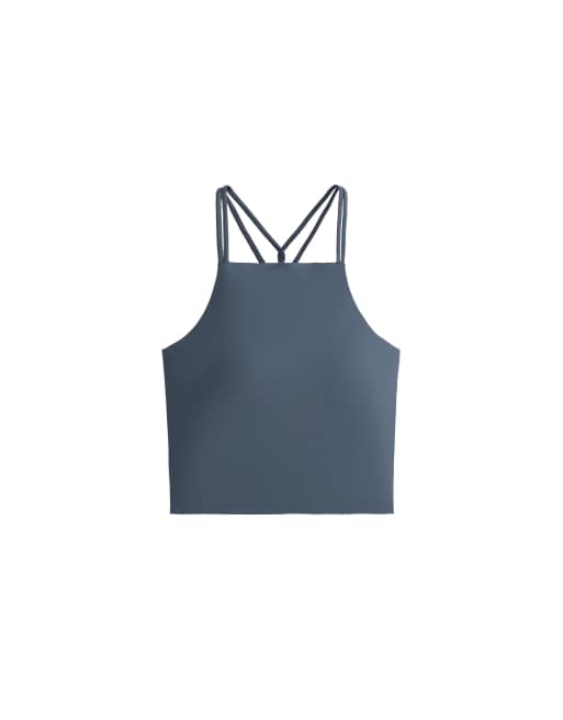 OYSHO Comfortlux tank top, crossed-strap top in dark petrol blue, 6 of 6