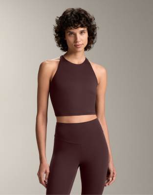 Oysho - Comfortlux - Tanktop in Dunkelbraun mit Körbchen und Riemchendesign-Brown