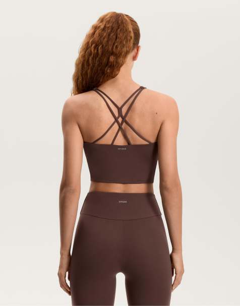 Oysho – Comfortlux – Tanktop in Dunkelbraun mit Körbchen und Riemchendesign - view 1