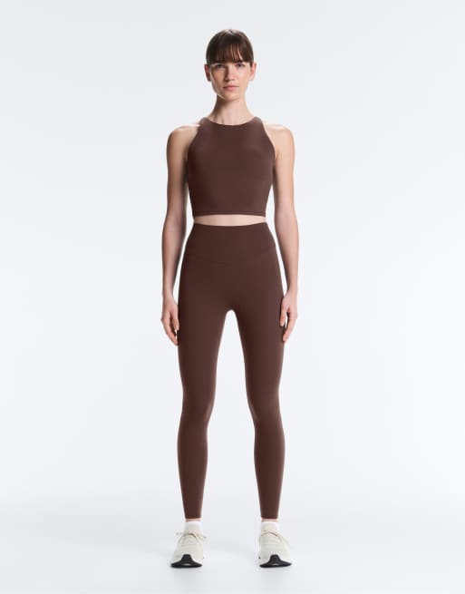 Oysho – Comfortlux – Tanktop in Dunkelbraun mit Körbchen und Riemchendesign, 4 von 4