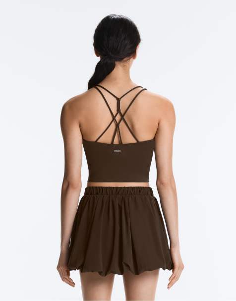 Oysho – Comfortlux – Tanktop in Dunkelbraun mit überkreuzten Trägern - view 1