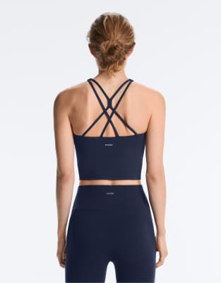 Oysho - Comfortlux - Tanktop in Marineblau mit Körbchen und Riemchendetail
