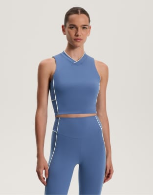 OYSHO - Comfortlux - Tanktop in Mittelblau mit Paspelierung