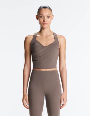 Oysho - Comfortlux - Tanktop in Taupe-Grau mit überkreuztem Detail