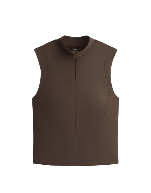 OYSHO Comfortlux tanktop med lynlås i brun, 5 af 5