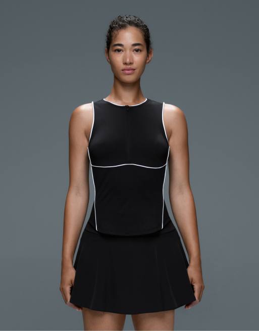 OYSHO Comfortlux Tanktop ohne Ärmel mit Paspelierung in Schwarz, 2 von 6