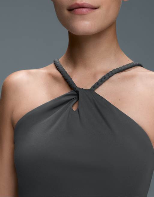 OYSHO - Comfortlux - Top senza maniche allacciato al collo grigio intrecciato, 5 di 7