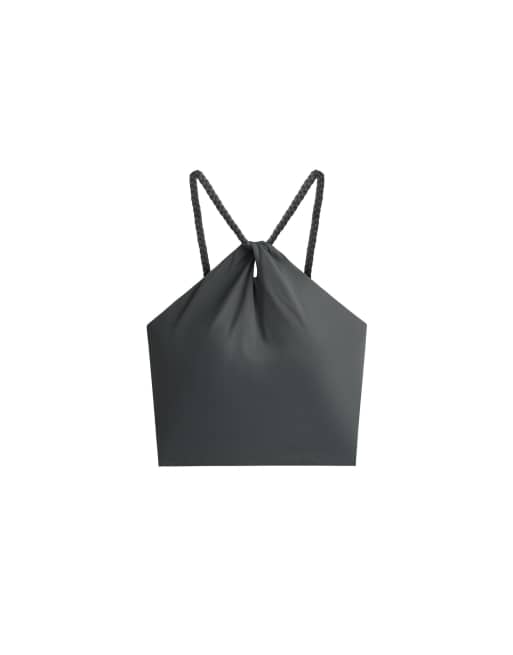 OYSHO - Comfortlux - Top senza maniche allacciato al collo grigio intrecciato, 7 di 7