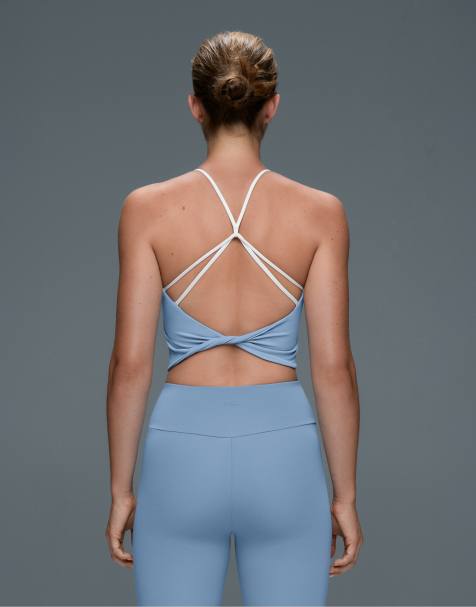 OYSHO Comfortlux top senza maniche all'americana con spalline incrociate blu - view 1
