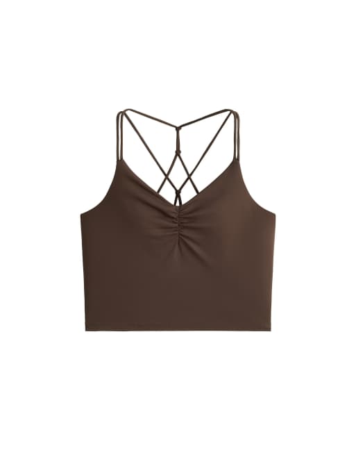 OYSHO - Comfortlux - Top senza maniche marrone con spalline incrociate, 7 di 7