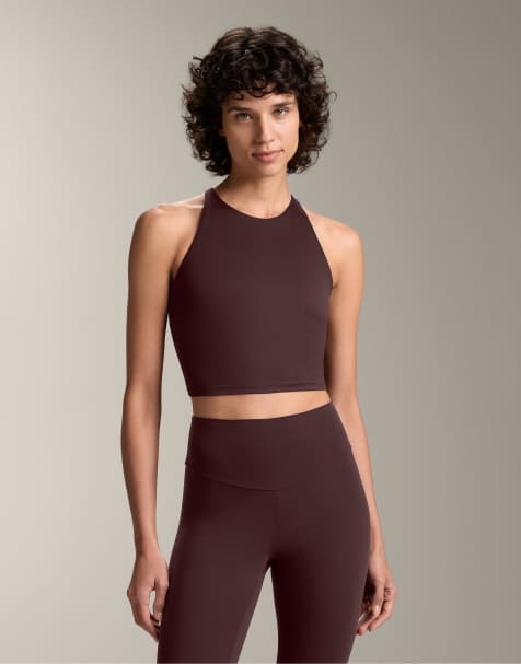 OYSHO - Comfortlux - Top senza maniche marrone scuro con coppe e fascette sottili - view 1