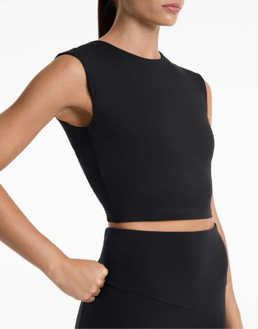 OYSHO - Comfortlux - Top senza maniche nero aperto sul retro con dettaglio attorcigliato