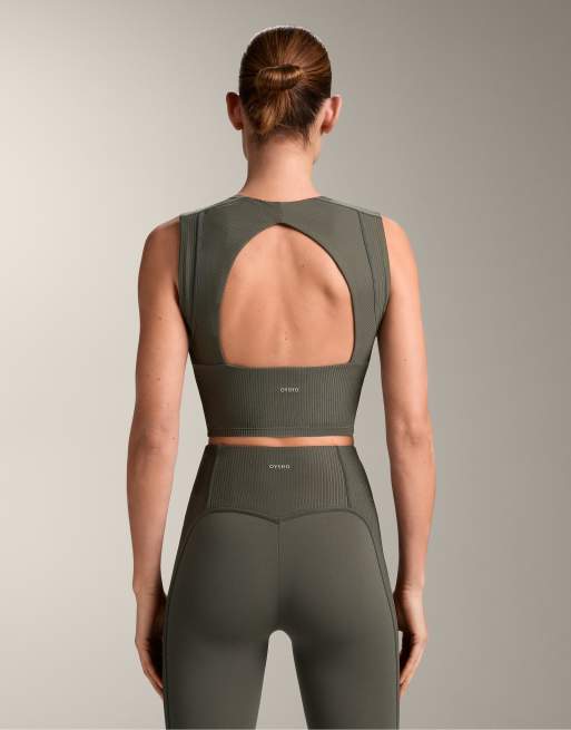 OYSHO - Comfortlux - Top senza maniche senza maniche color verde militare a coste