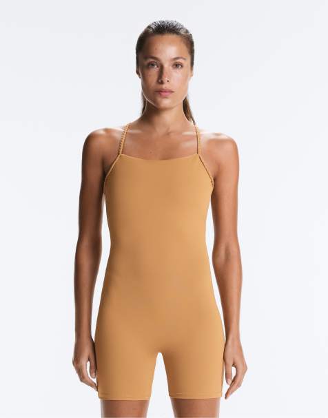 OYSHO - Comfortlux - Tuta jumpsuit corta intrecciata color senape - view 1