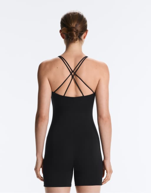 OYSHO - Comfortlux - Tuta jumpsuit corta nera con nodo, 4 di 4