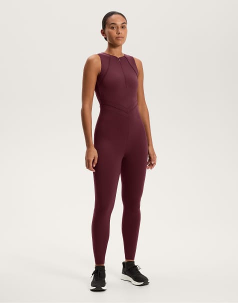 OYSHO - Comfortlux - Tuta jumpsuit lunga bordeaux scuro a coste - view 1