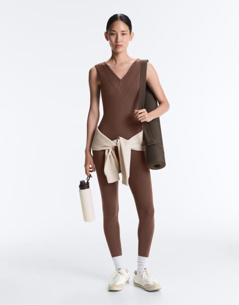 OYSHO - Comfortlux - Tuta jumpsuit lunga marrone a pieghe - view 1