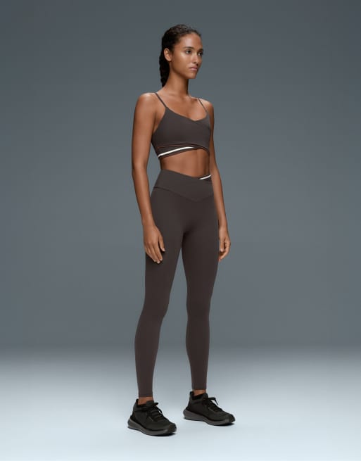 OYSHO Comfortlux v-cut rib ankellånga leggings i mörkgrå, 2 av 6