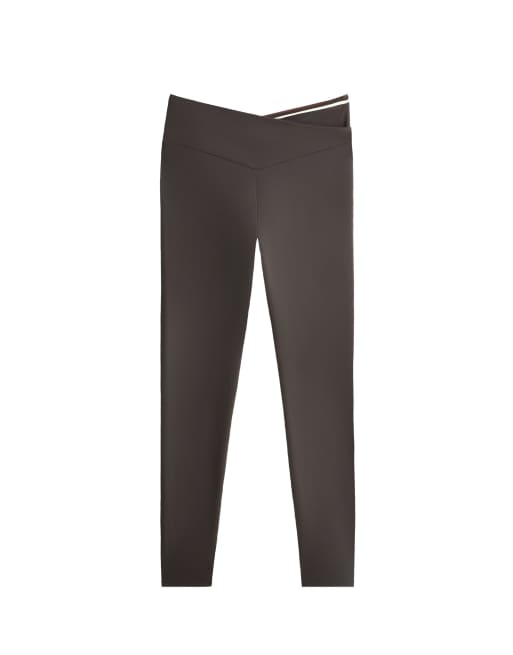 OYSHO Comfortlux v-cut rib ankle-length leggings in dark grey, 6 of 6
