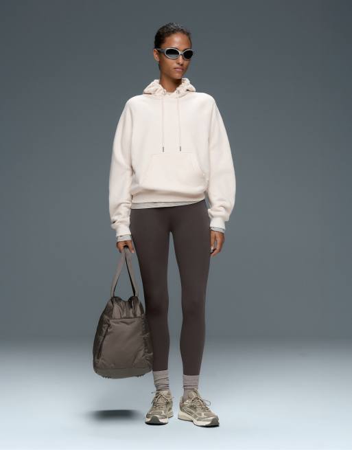OYSHO Comfortlux v-cut ribstrikkede ankellange leggings i mørkegrå, 4 af 6