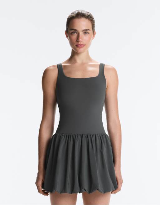 OYSHO - Comfortlux - Vestito corto a palloncino grigio, 2 di 4