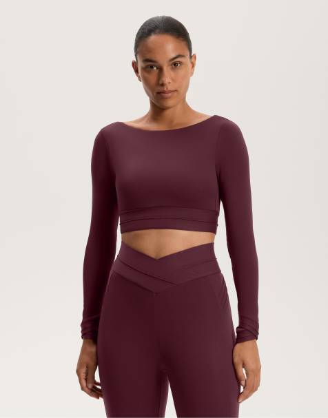 OYSHO – Comfortlux – Vinröd t-shirt med långa ärmar - view 1