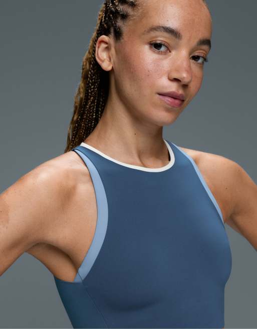 OYSHO Compressive block tank top in blue, 3 of 7