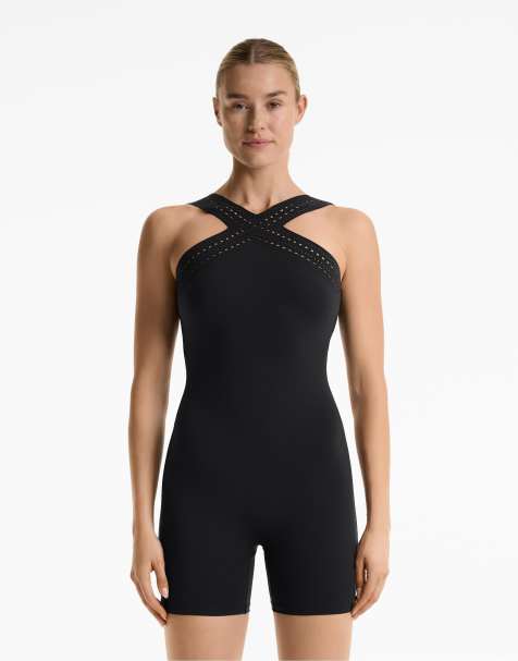 Oysho - Compressive - Combishort à détails ajourés - Noir - view 1