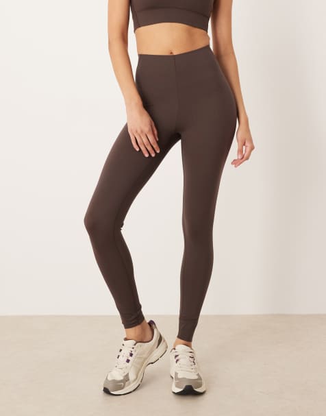 OYSHO Compressive core control ankle-length leggings in brown - view 1
