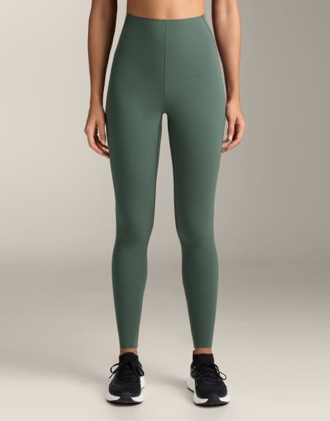 OYSHO Compressive core control ankle-length leggings in green - view 1