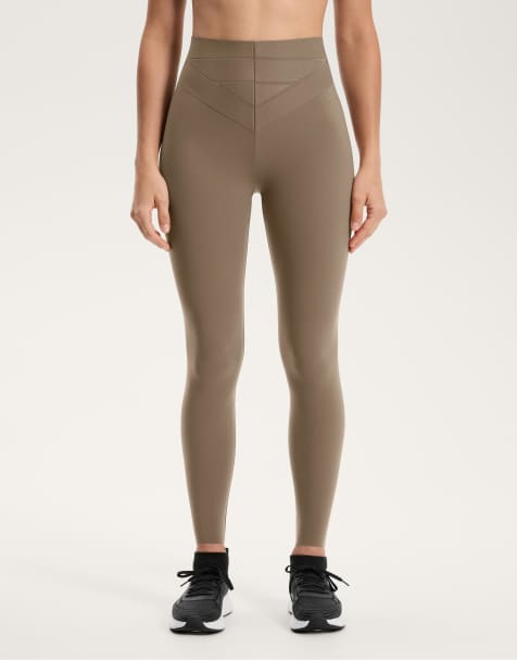 OYSHO Compressive core control block high rise 65cm ankle-length leggings in mocha - view 1