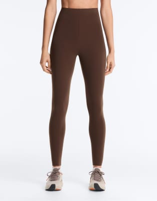 OYSHO - Compressive Core Control - Knöchellange Leggings in Dunkelbraun-Brown