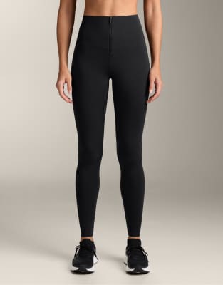 OYSHO - Compressive Core Control - Knöchellange Leggings in Schwarz mit Reißverschluss
