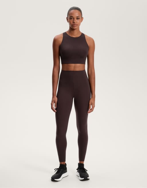 OYSHO - Compressive Core Control - Leggings alla caviglia color marrone scuro a compressione
