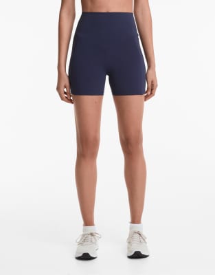 Oysho - Compressive - Hotpants in Marineblau mit hohem Bund, 10 cm