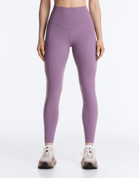 OYSHO Compressive pocket high-rise 65cm ankle-length leggings in purple - view 1