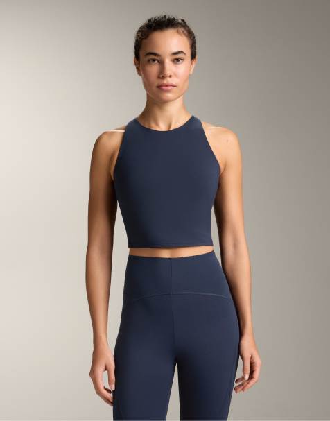 OYSHO Compressive tank top in navy - view 1