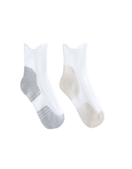 OYSHO - Confezione da 2 paia di calzini da corsa in misto poliammide color sabbia mélange