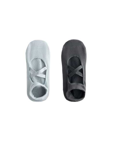 OYSHO - Confezione da 2 paia di calzini per yoga e pilates in misto cotone con fascette incrociate grigio slavato e blu - view 1