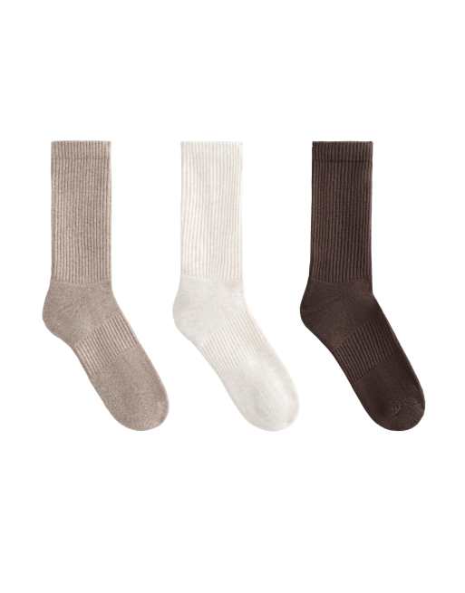OYSHO - Confezione da 3 paia di calzini sportivi classici in misto cotone color cuoio mélange