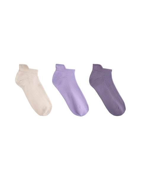 OYSHO - Confezione da 3 paia di calzini sportivi in misto poliammide viola slavato con etichetta sul tallone - view 1