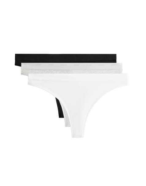OYSHO - Confezione da 3 perizomi in misto cotone neri con logo - view 1