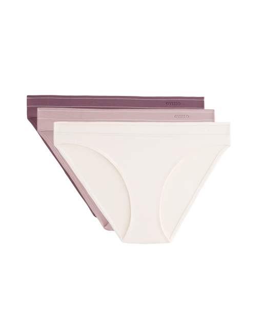 OYSHO - Confezione da 3 slip classici morbidi al tatto senza cuciture color malva pallido