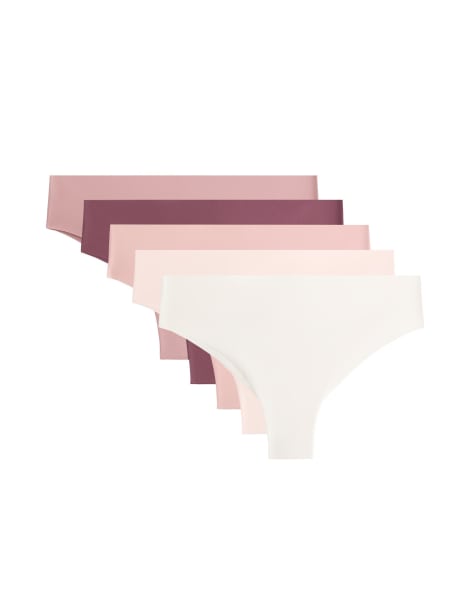 OYSHO - Confezione da 5 brasiliane invisibili in misto poliammide color rosa pallido - view 1