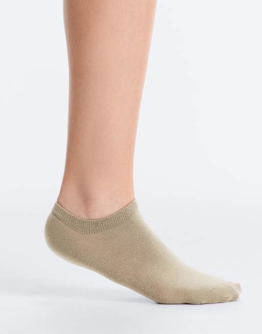 OYSHO - Confezione da 5 paia di calzini beige in misto cotone, 4 di 4