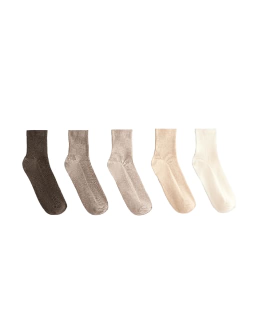 Oysho - Confezione da 5 paia di calzini corti in misto cotone color sabbia mélange