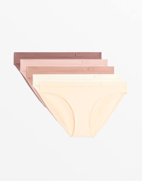 OYSHO - Confezione da 5 paia di slip classici morbidi rosa chiaro senza cuciture - view 1