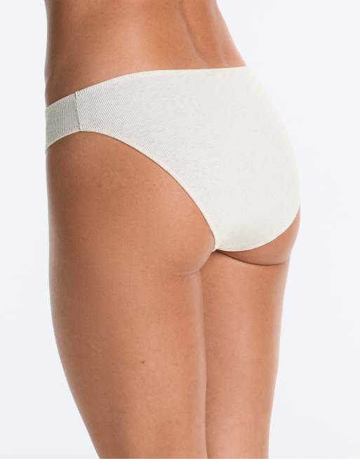 OYSHO - Confezione da 5 slip classici color cuoio mélange a coste misto cotone, 3 di 4