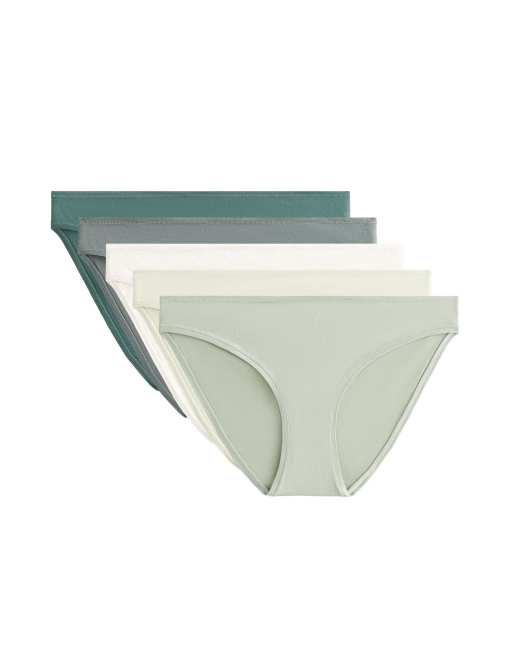OYSHO - Confezione da 5 slip classici verdi in misto cotone
